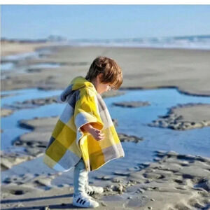 Otto & Odette Yellow Buffalo Plaid Luxury Fleece Poncho 9-12m